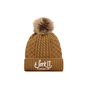 Ladies Pom Pom Cuff Toque - Carmel