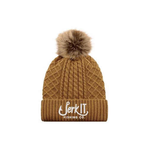 Ladies Pom Pom Cuff Toque - Carmel