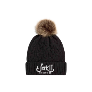 Ladies Pom Pom Cuff Toque Black