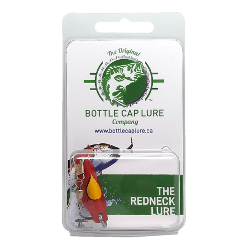 Bottle Cap Lures - Red And Yellow Oil