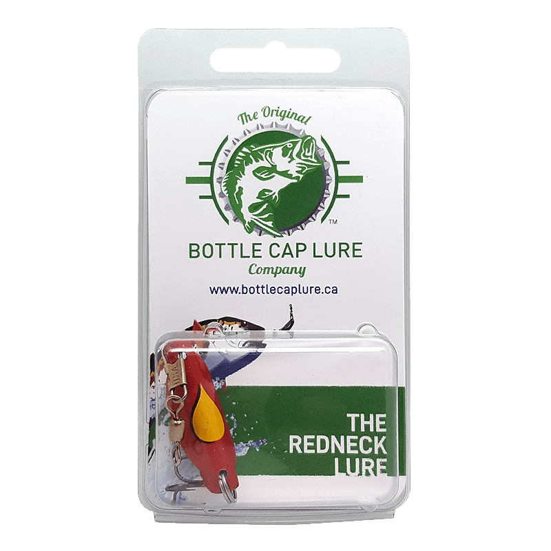 Bottle Cap Lures - Red And Yellow Oil