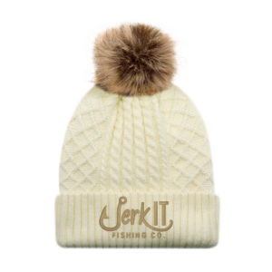 Ladies Pom Pom Cuff Toque - Ivory