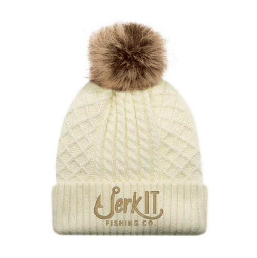 Ladies Pom Pom Cuff Toque - Ivory