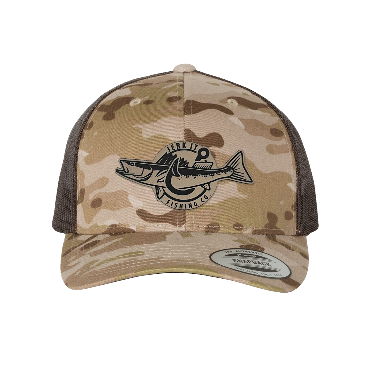 Jerk It Fishing Brown Camo Fish Hook Hat